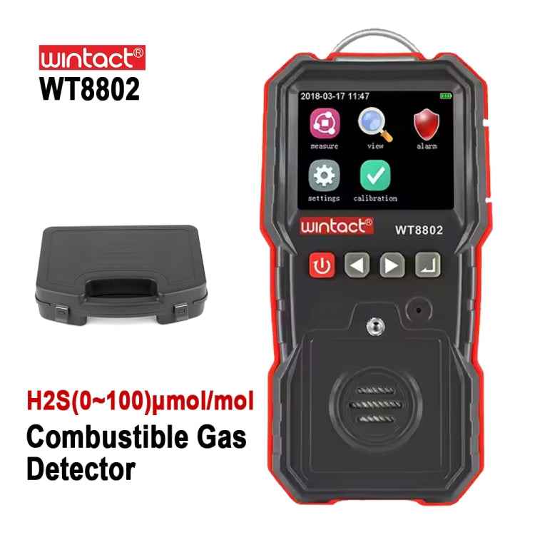 WINTACT WT8802 Hydrogen Sulfide Monitor Professional Rechargeable Gas Sensor High Sensitive Digital Sound-light Vibration Alarm H2S Detector