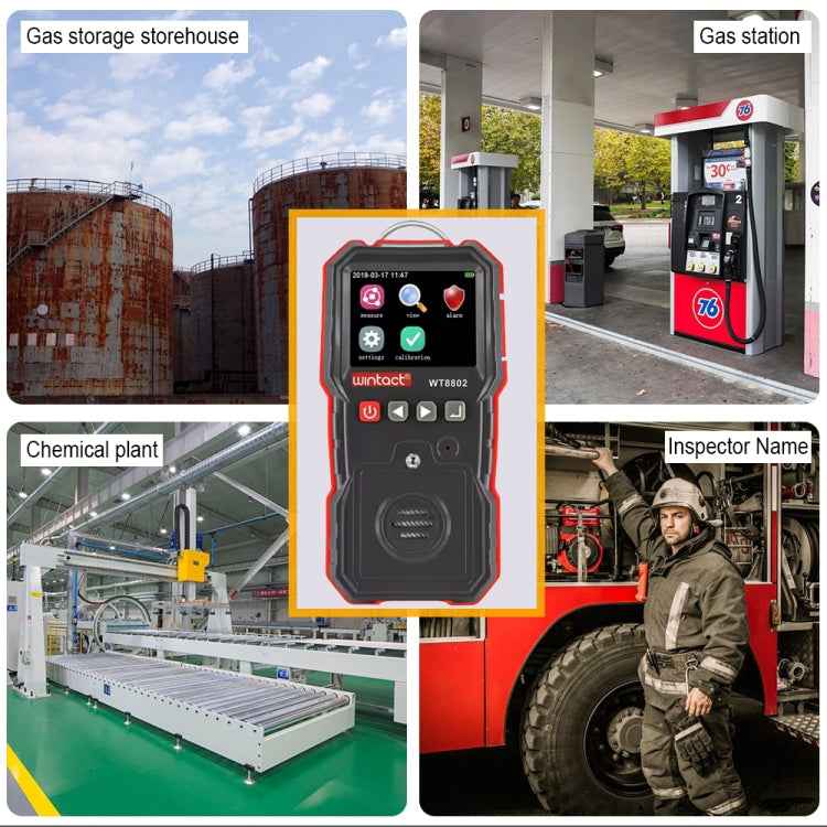 WINTACT WT8802 Hydrogen Sulfide Monitor Professional Rechargeable Gas Sensor High Sensitive Digital Sound-light Vibration Alarm H2S Detector