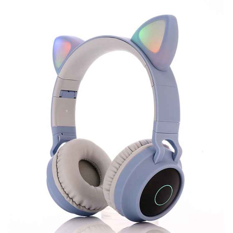 Cute Cat Ear Bluetooth 5.0 Headphones Foldable On-Ear Stereo Wireless Headset Headphone with Mic / LED Light / FM Radio / TF Card