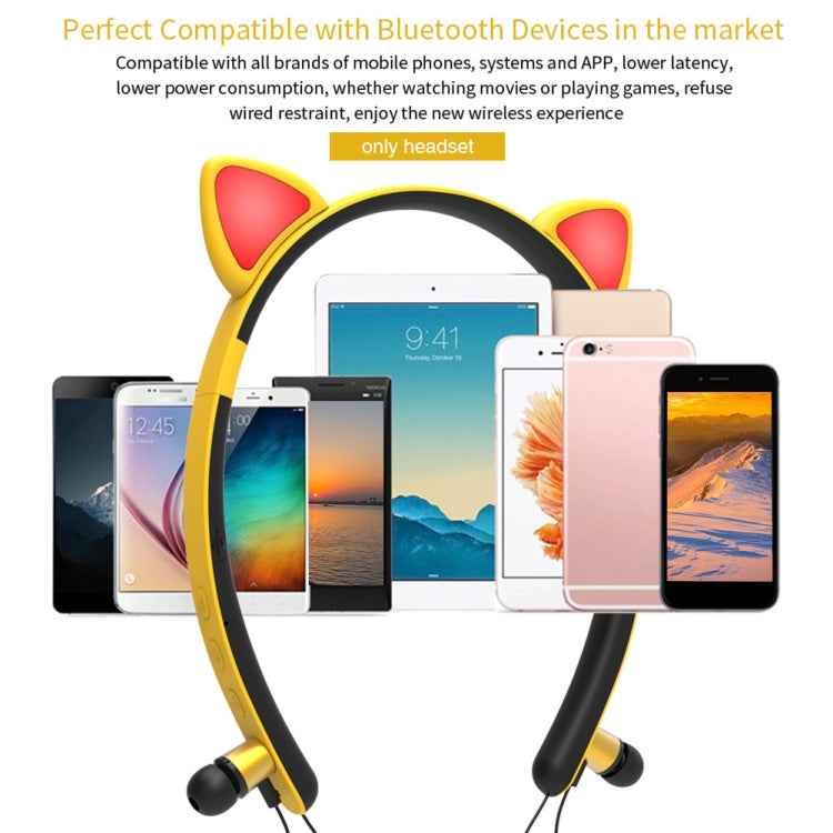 ZW29 Cat Ear Stereo Sound HIFI Fashion Outdoor Portable Sports Wireless  Bluetooth Headset with Mic & LED Light Glowing