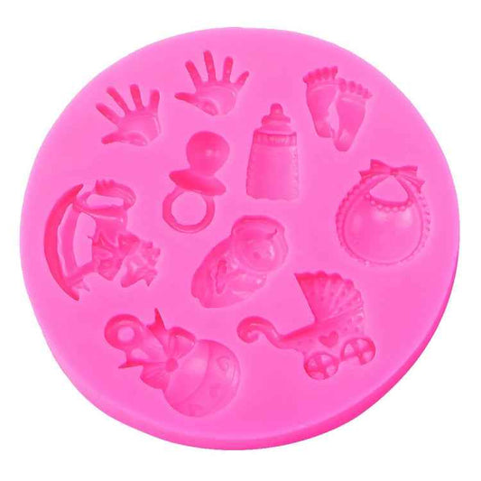 2 PCS Baby Hand Foot Shape DIY Mold Fondant Silicone Cake Chocolate Mold Baking Tool