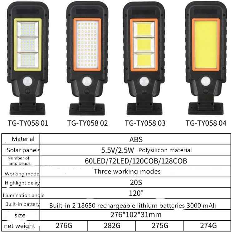 Solar Lamp Body Induction Wall Lamp LED Outdoor Waterproof Lighting Street Lamp, 60 LED, 72 LED, 120 COB, 128 COB