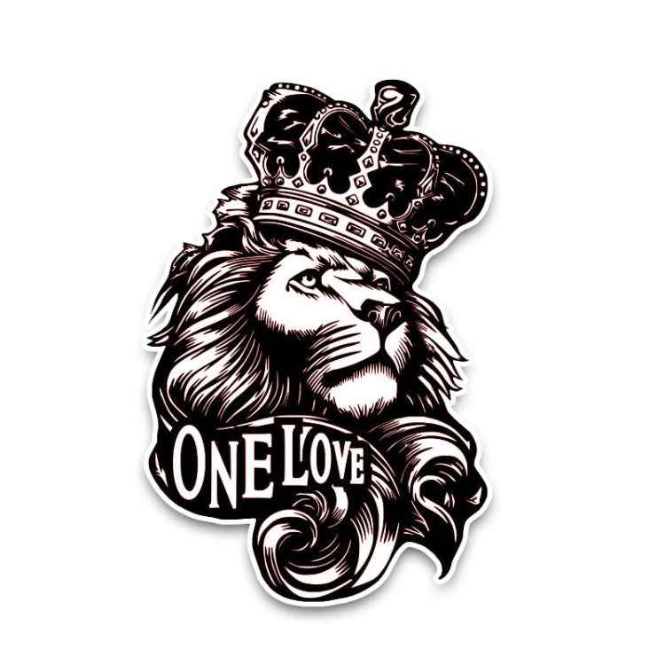 5 PCS YJZT One Love Lion Crown PVC Animal Car Sticker, 10x15.3CM