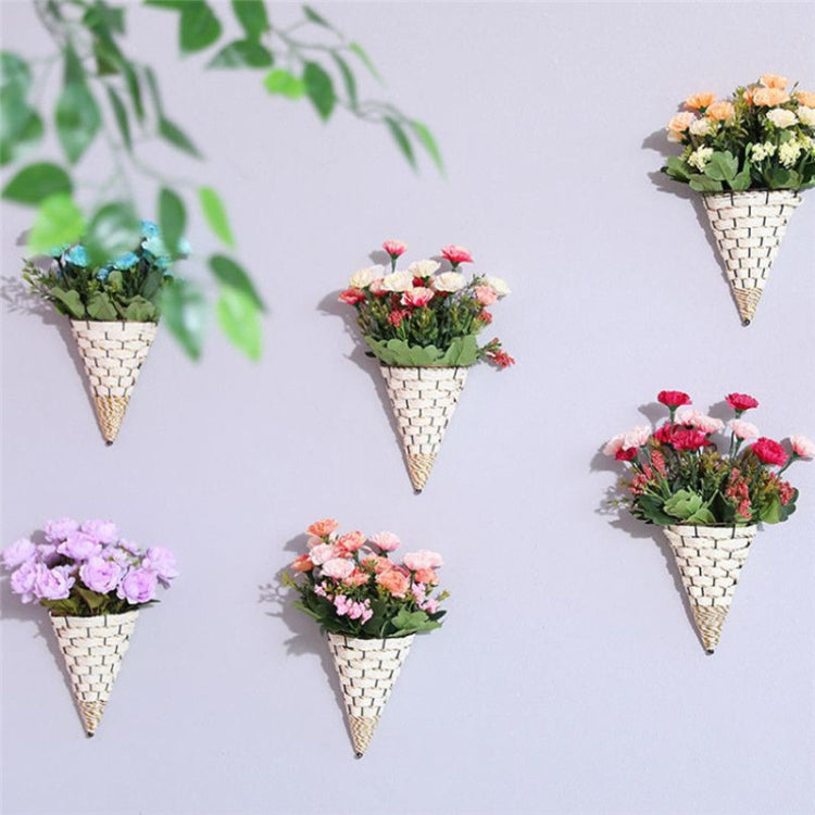 Wall Wicker Hanging Rttan Vase Basket Farm Decoration, Random Color Delivery