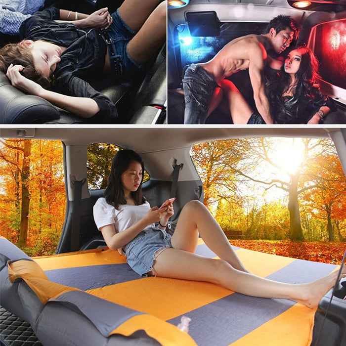 5cm Thick Inflatable Automatic SUV Car Inflatable Bed Travel Car Outdoor Air Mattress Bed Car Auto Sources Bed Travel Bed, Orange, Blue