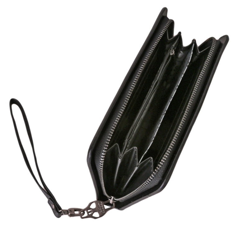 Women Metal Skull Wallet Card Leather Wristlet Handbags