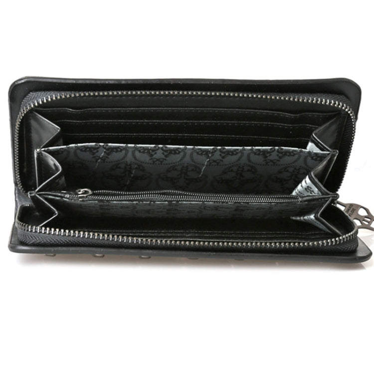 Women Metal Skull Wallet Card Leather Wristlet Handbags