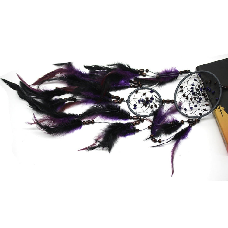 Creative Weaving Crafts Purple Feather Beads Dream Catcher Wall Hanging Jewelry