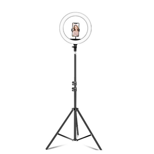 Dimmable Color Temperature LED Ring Fill Light Live Broadcast Set, 14 inch+Phone Clip With 2.1m Tripod Mount, CN Plug, 14 inch+3 Phone Clips With 2.1m Tripod Mount, CN Plug, 14 inch+4 Phone Clips+Microphone Pole With 2.1m Tripod Mount, CN Plug         ...