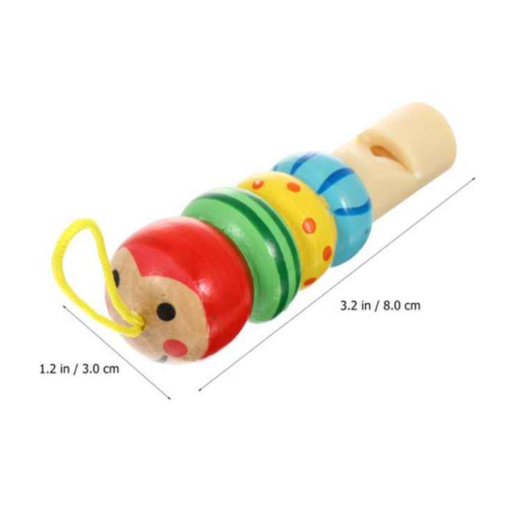 2 PCS Cute Cartoon Wooden Whistle Children Wind Instrument, Random Style Delivery