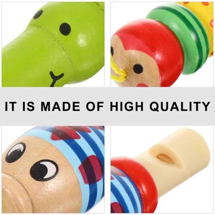 2 PCS Cute Cartoon Wooden Whistle Children Wind Instrument, Random Style Delivery