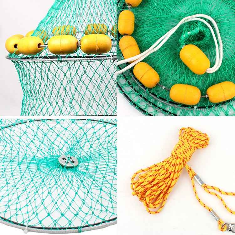 Outdoor Buoyancy Fishnet 3 Circle Fold Portable Fish Cage Multi-Float Sea Fishing Net