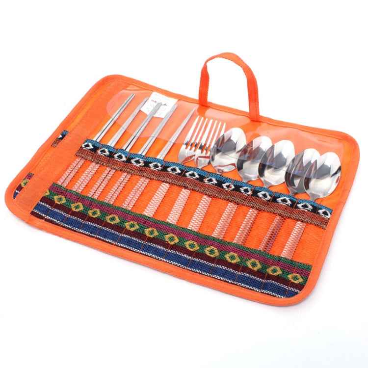 Outdoor Tableware 12 Piece Suit Camping Portable Stainless Steel Chopsticks Knife Fork Spoon Supplies Picnic Bag