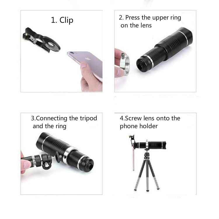 Bolanke Universal 20 Times Mobile Phone Telephoto Lens Monocular Live Broadcast HD 4K No Vignetting Lens
