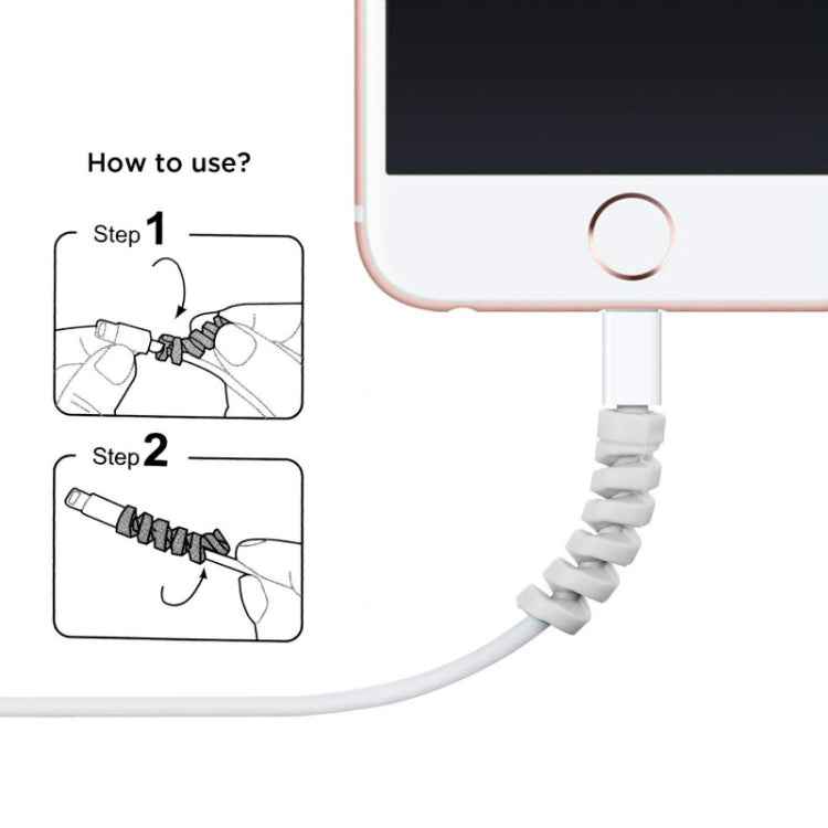 4pcs Spiral Style Silicone Data Cable Protective Cover Anti-wire Break Winder