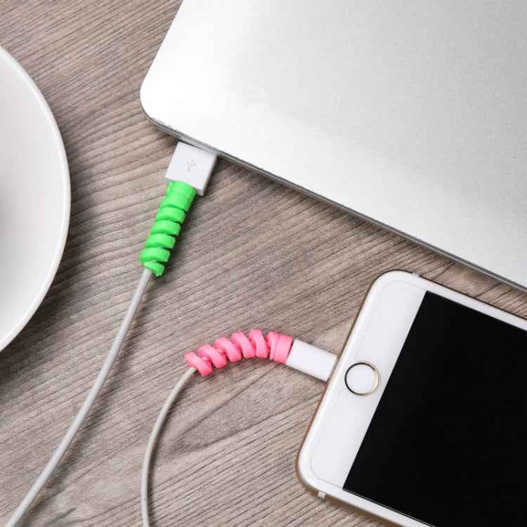 4pcs Spiral Style Silicone Data Cable Protective Cover Anti-wire Break Winder