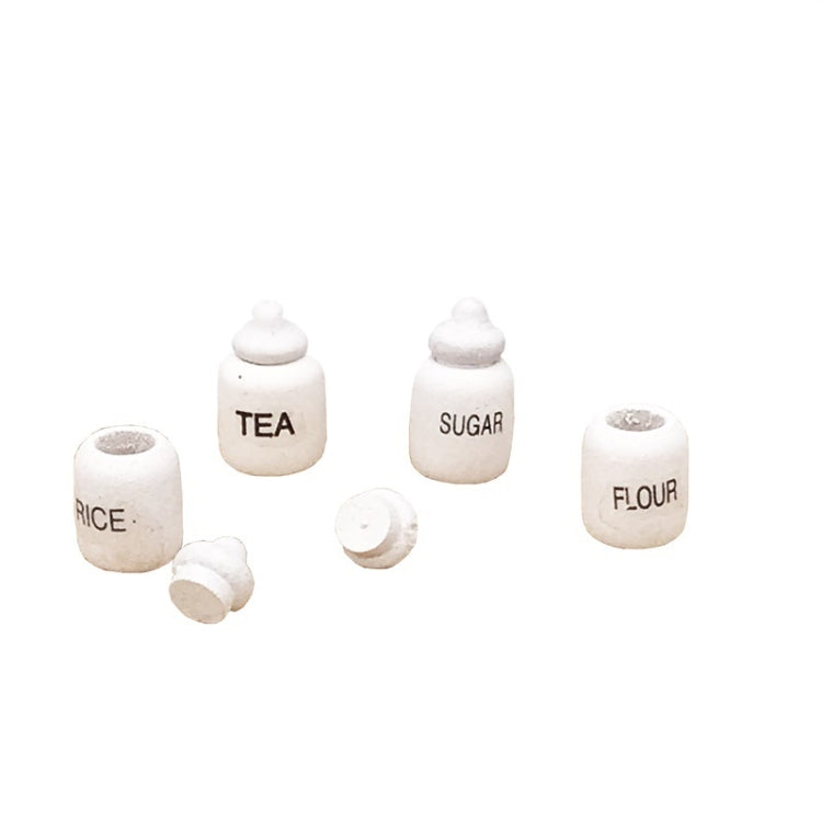 3 Sets 1:12 Mini Doll House Dollhouse Miniatures Furniture Food Play Tea Salt Jar 4 PCS / Set