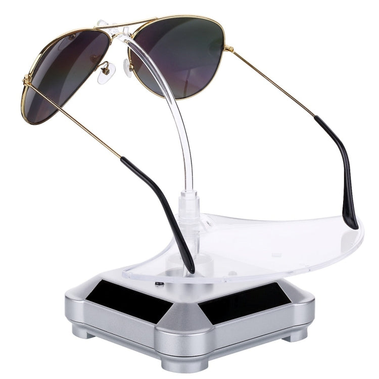 Solar 360 Degree Rotating Turntable Colorful Lights Glasses Display Stand