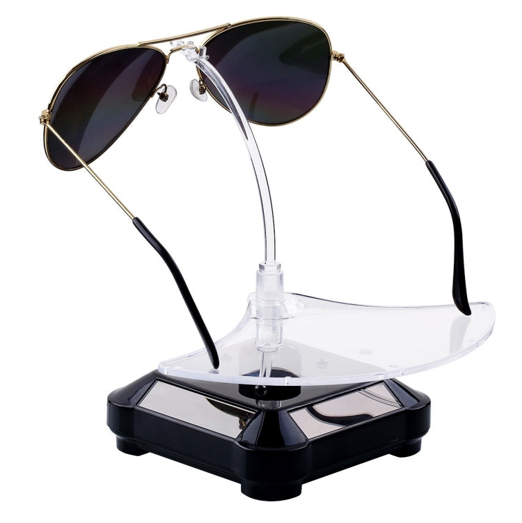 Solar 360 Degree Rotating Turntable Colorful Lights Glasses Display Stand