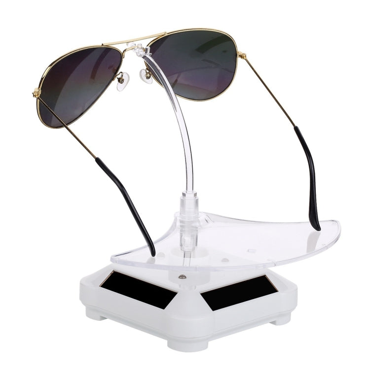 Solar 360 Degree Rotating Turntable Colorful Lights Glasses Display Stand