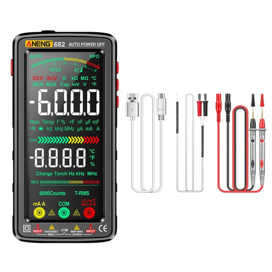 ANENG 682 Smart VA Reverse Display Automatic Range Rechargeable Multimeter, 682 Black, 682 Red