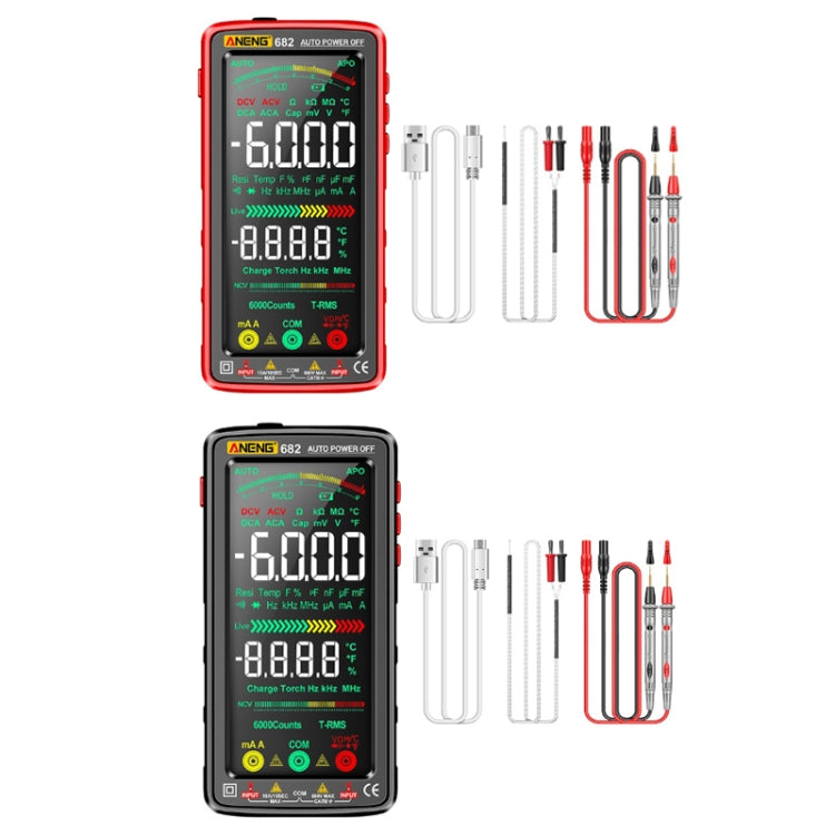 ANENG 682 Smart VA Reverse Display Automatic Range Rechargeable Multimeter, 682 Black, 682 Red