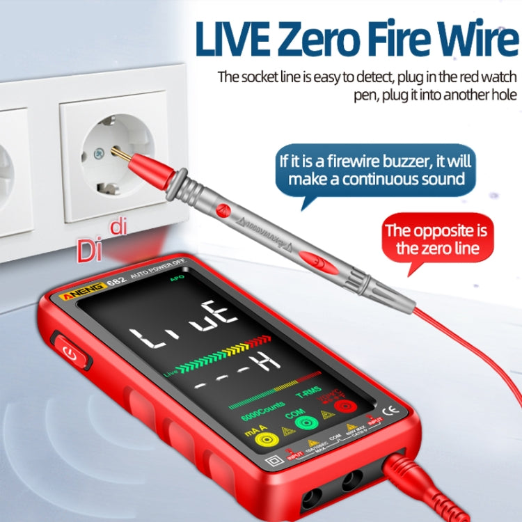 ANENG 682 Smart VA Reverse Display Automatic Range Rechargeable Multimeter, 682 Black, 682 Red