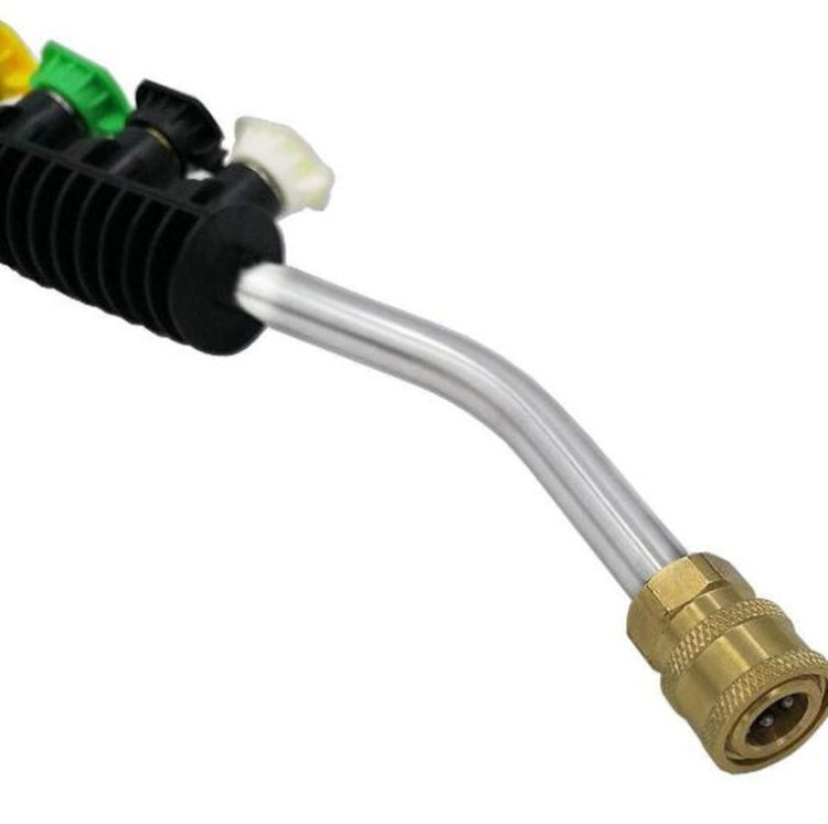 High Pressure Car Wash Water Gun 1/4 Quick Plug Interface Fan Shaped Five Color Nozzle  Stainless Steel Elbow Extension Rod, High Pressure Spray Gun Kit