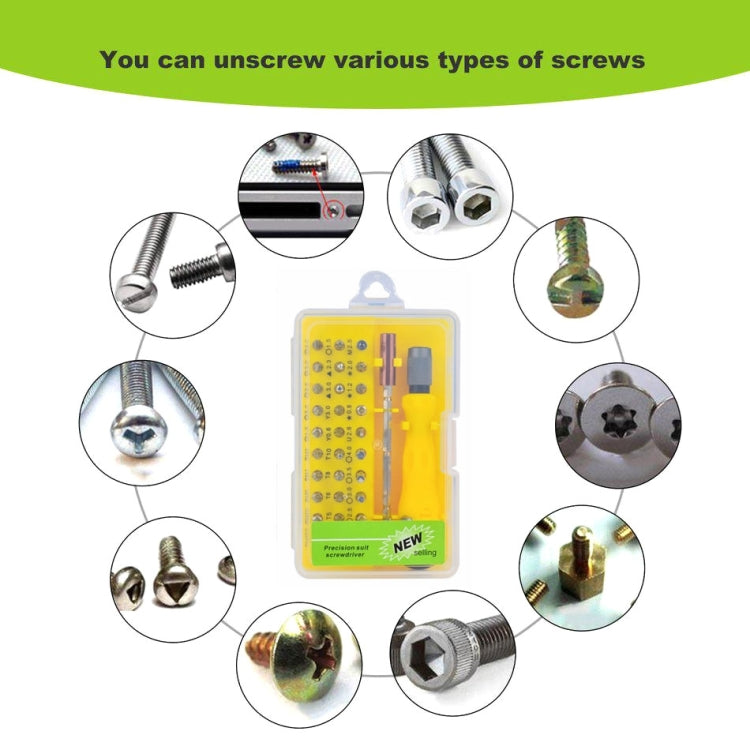 32-in-1 CRV Steel Mobile Phone Disassembly Repair Tool Multi-function Combination Screwdriver Set, Yellow, Gray Green, Red