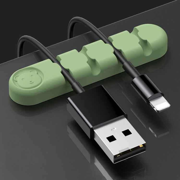 5 PCS 4 Holes Bear Silicone Desktop Data Cable Organizing And Fixing Device