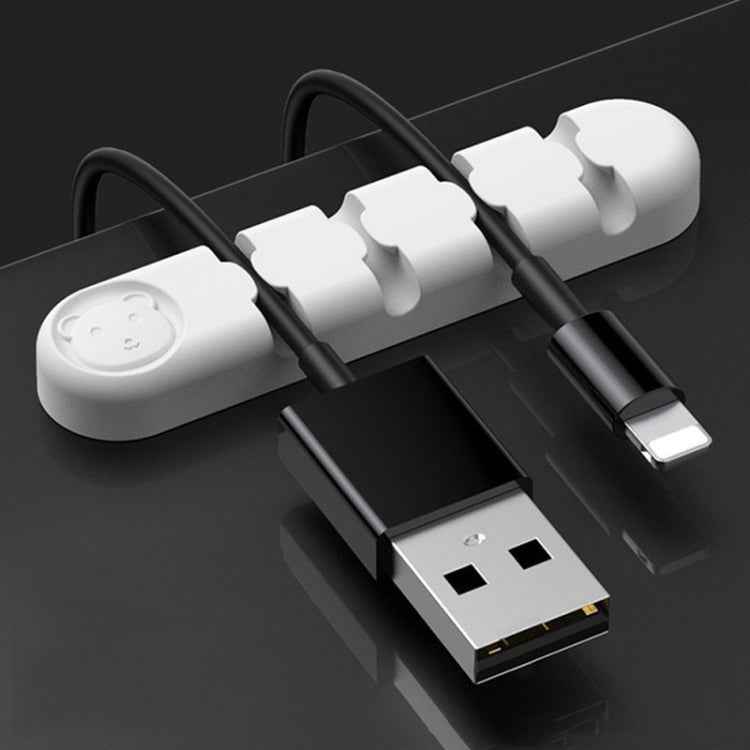 5 PCS 4 Holes Bear Silicone Desktop Data Cable Organizing And Fixing Device