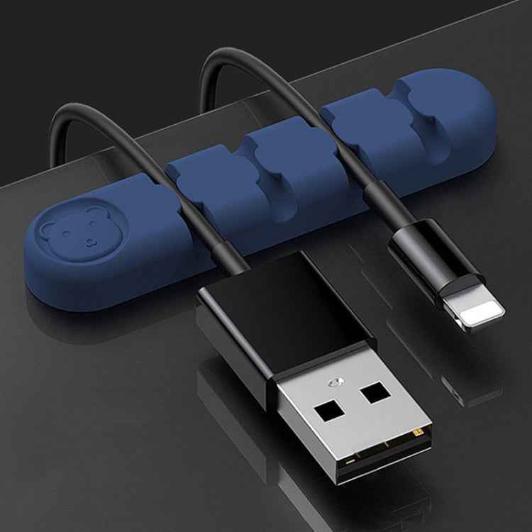 5 PCS 4 Holes Bear Silicone Desktop Data Cable Organizing And Fixing Device