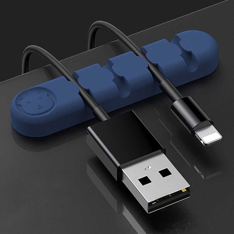 5 PCS 4 Holes Bear Silicone Desktop Data Cable Organizing And Fixing Device, 4 Holes