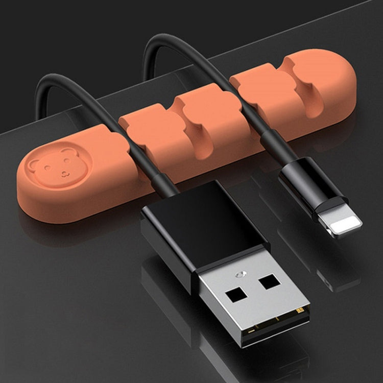 5 PCS 4 Holes Bear Silicone Desktop Data Cable Organizing And Fixing Device, 4 Holes