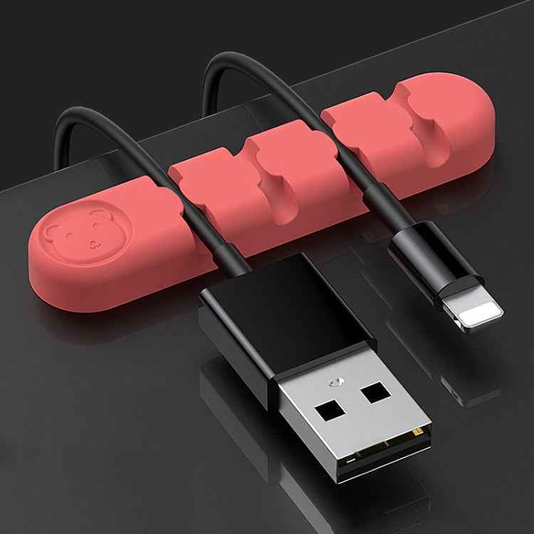 5 PCS 4 Holes Bear Silicone Desktop Data Cable Organizing And Fixing Device