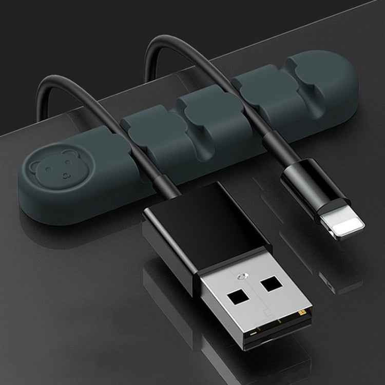 5 PCS 4 Holes Bear Silicone Desktop Data Cable Organizing And Fixing Device