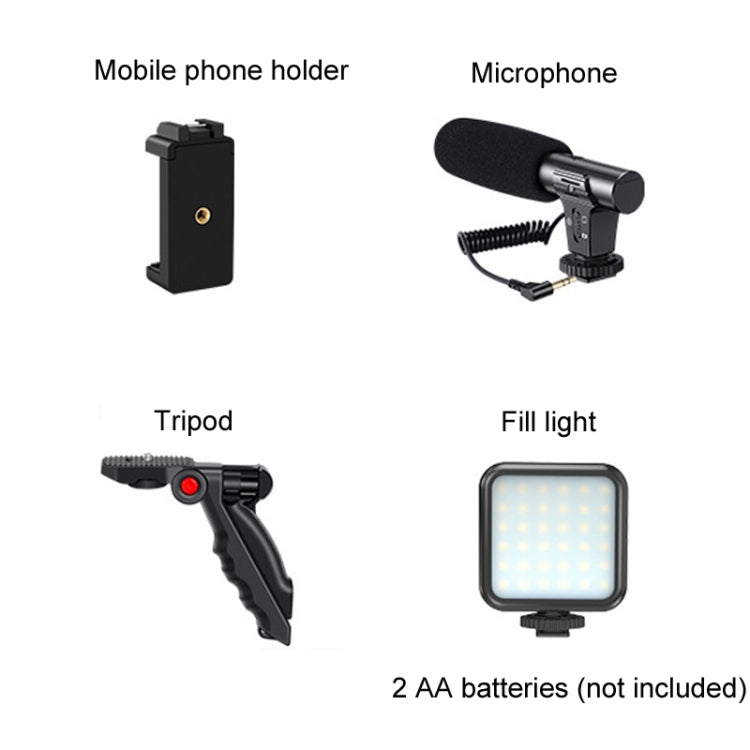 KIT-01LM 3 in 1 Video Shooting LED Light Portable Tripod Live Microphone, Battery Models, USB Charging Model