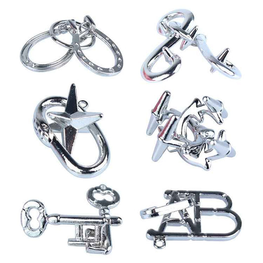 6 PCS / Set Magic Lock Zinc Alloy Brain Developing Puzzles Lock Toys