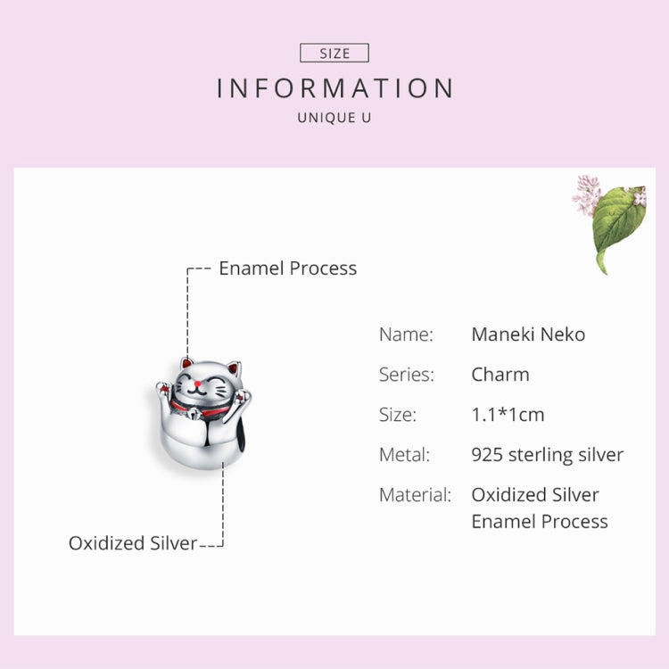 925 Sterling Silver Lucky Cat Beaded DIY Bracelet Jewelry Accessory