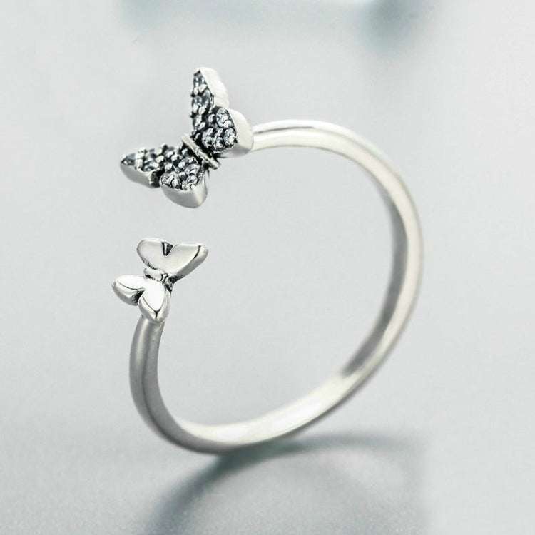 Flying Butterfly S925 Female Sterling Silver Zircon Ring, SCR087