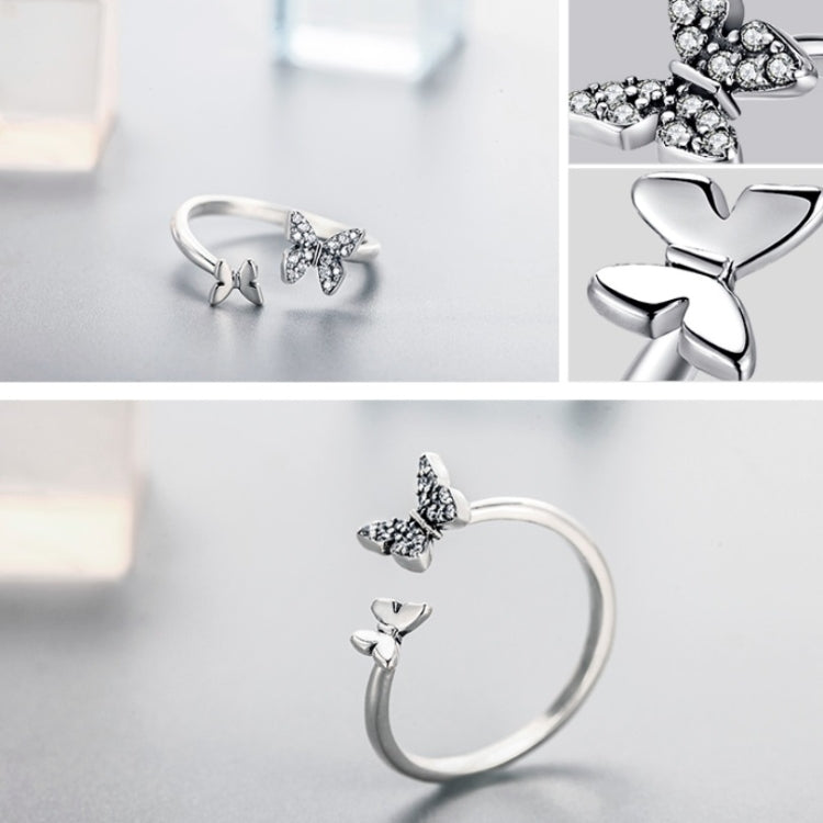 Flying Butterfly S925 Female Sterling Silver Zircon Ring, SCR087