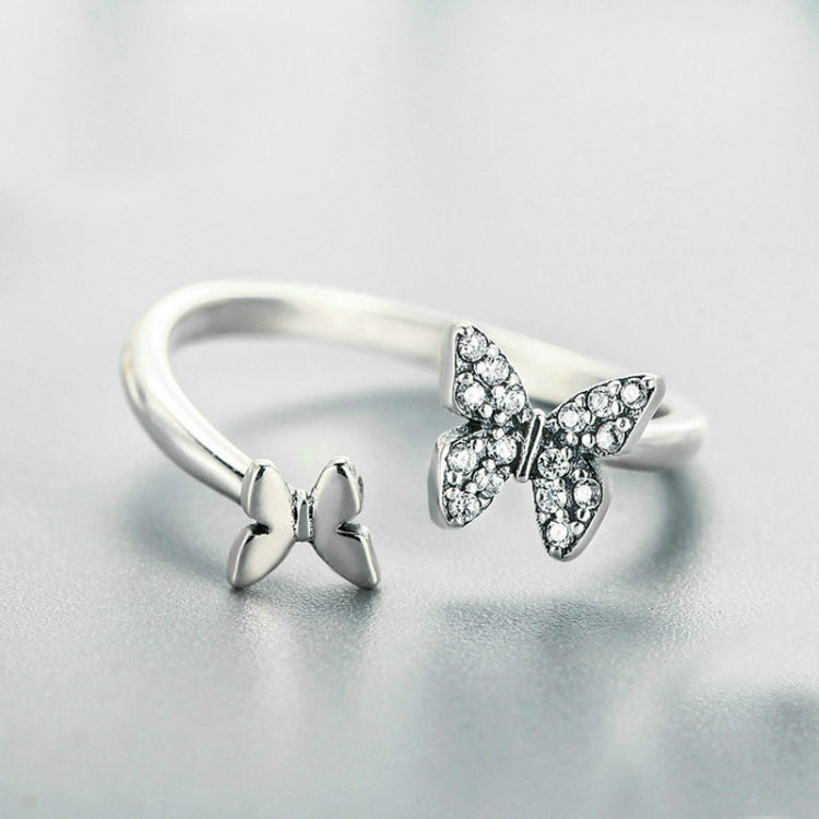 Flying Butterfly S925 Female Sterling Silver Zircon Ring, SCR087