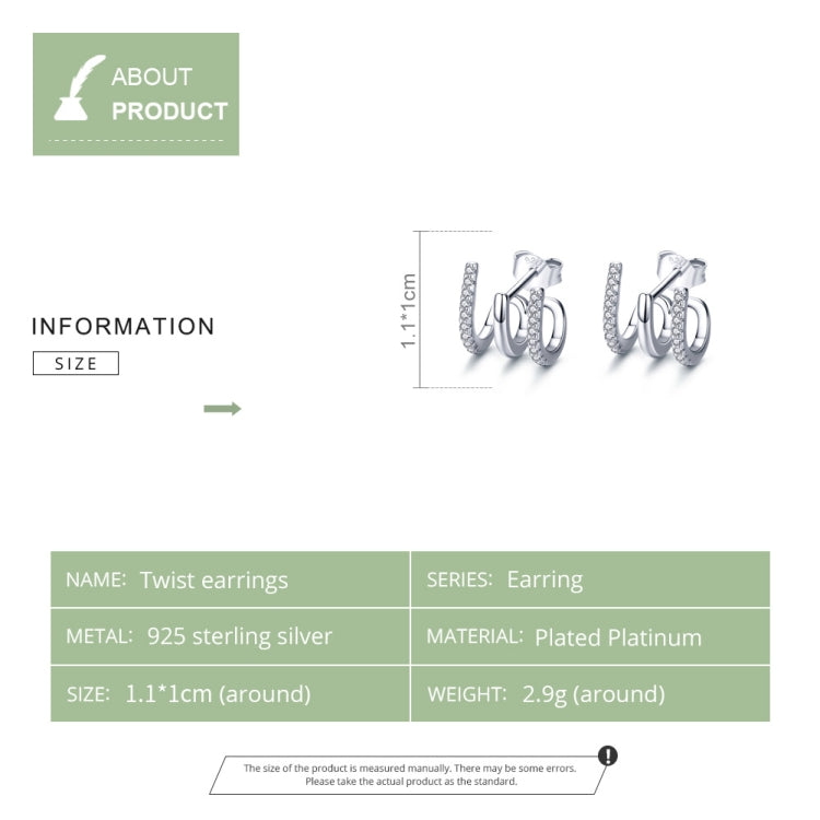 Sterling Silver Earrings Three-layer Twisted Silver Earrings Zircon Earrings