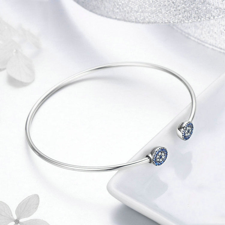 Bright Blue Eyes Inlaid Zircon Bracelet S925 Sterling Silver Bracelet