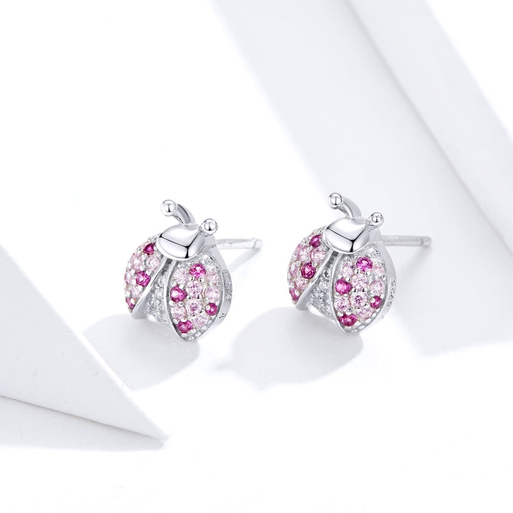 Sterling Silver Insect Earrings Seven-star Ladybug Earrings Platinum-plated Girl Earrings