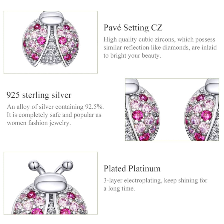 Sterling Silver Insect Earrings Seven-star Ladybug Earrings Platinum-plated Girl Earrings