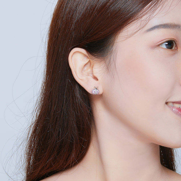 Sterling Silver Insect Earrings Seven-star Ladybug Earrings Platinum-plated Girl Earrings