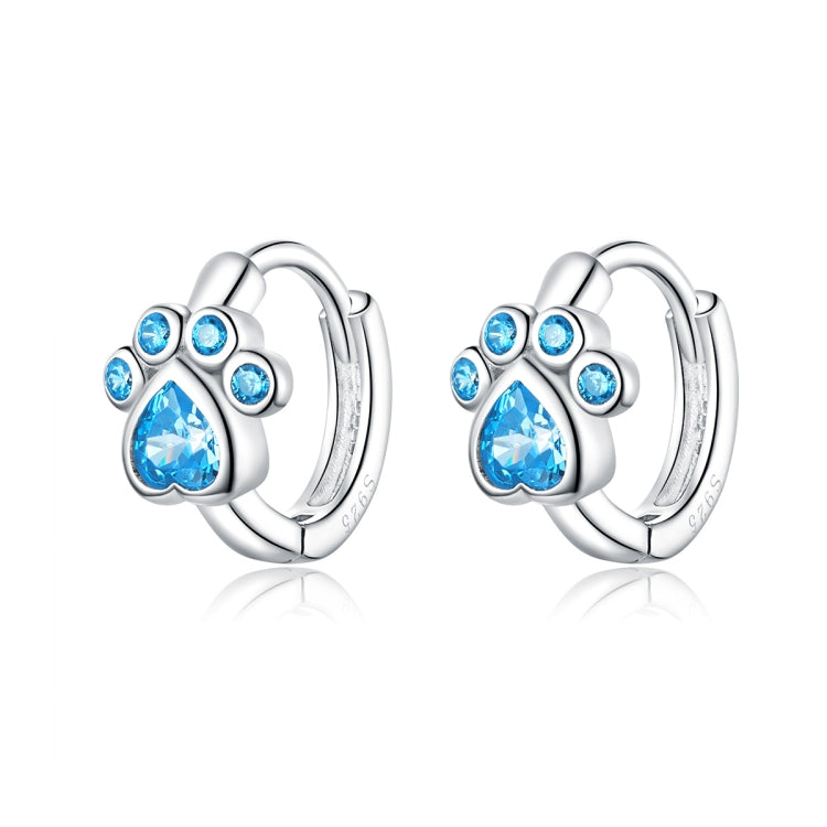 Cat Paw Print Simple Sterling Silver Zircon Earrings Earrings