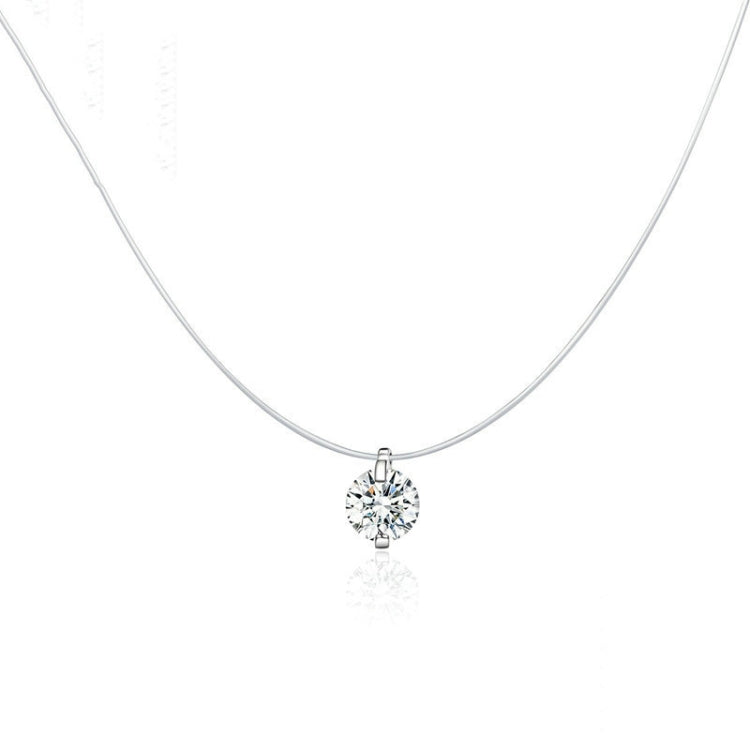 Invisible Fish Line Necklace Zircon Pendant S925 Sterling Silver Necklace