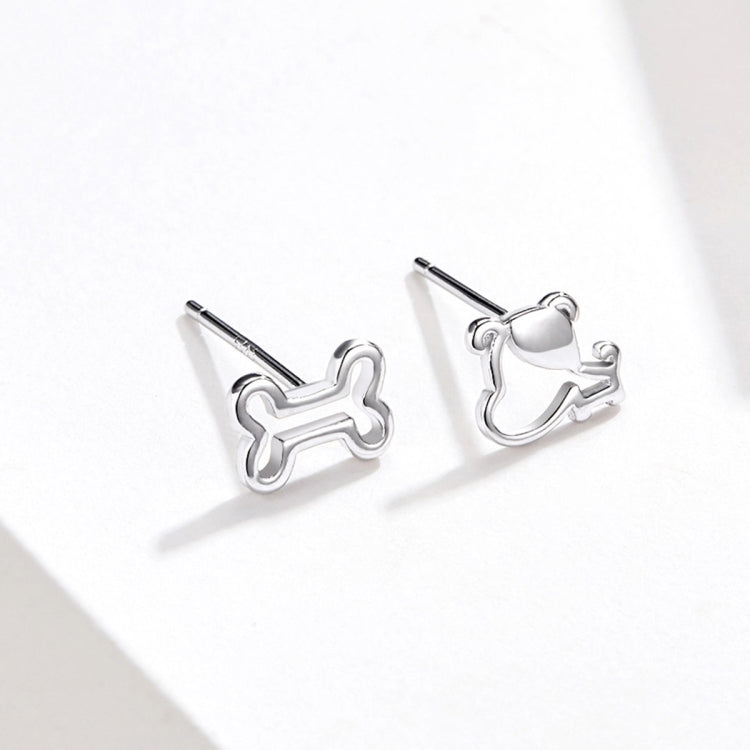 Sterling Silver Hollow Dog Bone Earrings Simple Jewelry